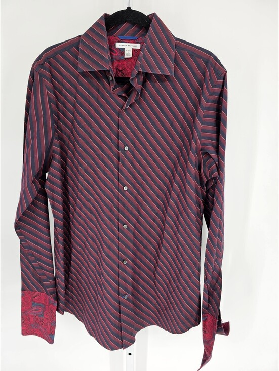 Banana Republic Other - Banana Republic Mens Sz L Long Sleeve Button Up Dress Shirt Red Blue Striped